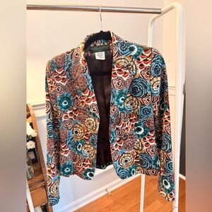 Harvé Benard by Benard Holtzman Petite Floral Abstract Blazer Jacket Size 4P